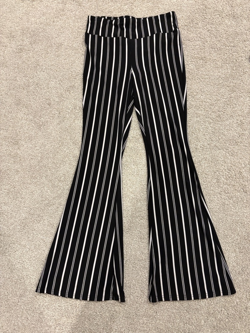 Black & White Vertical Stripe Flared Pants
